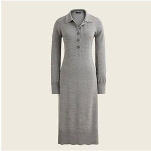J. CREW 100% Merino Wool Collared Sweater Dress Gray Long Sleeve Knit M